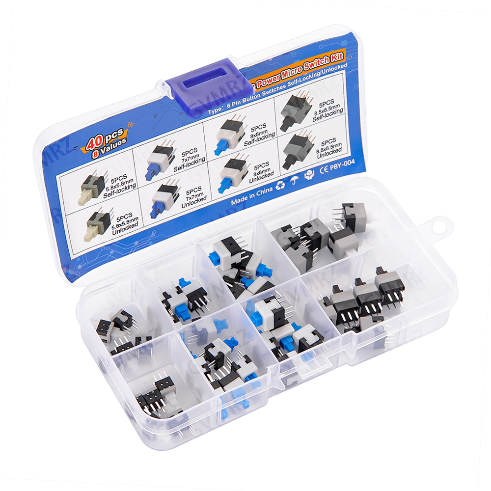40개입, 8가지 값의 푸시형 미세 스위치 키트, 6핀 - Diy Electronics Project Kit 리뷰 및 가격